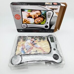 Meridian Point Voice Recording Digital Photo Frame VRF-12/2137 Silver 4x6 Clock